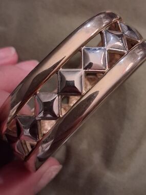 Vintage Gold and Silver Geometric Bangle Bracelet